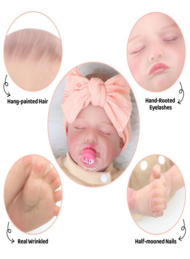 Ecore Fun Lifelike 18 Inch Reborn Doll- Realistic 18" Sleeping Baby Dolls Soft Body Real Life Doll Playset Includes Dolls, Outfits, Pacifier, Bottle, Diaper & Toy Bear - Image 5